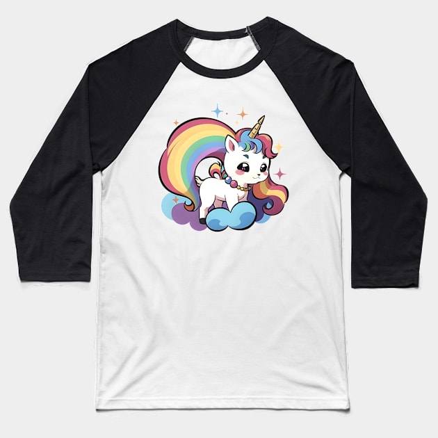 Unicorn Rainbow 02 Baseball T-Shirt by CGI Studios